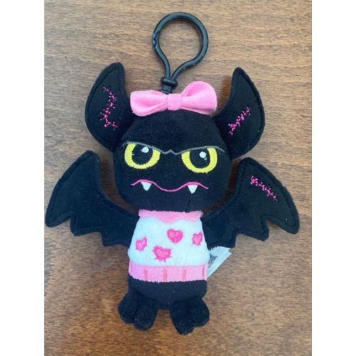 Porte Clées Peluche Monster High Gipsy Chauve Souris Noir Rose Blanc 14cm
