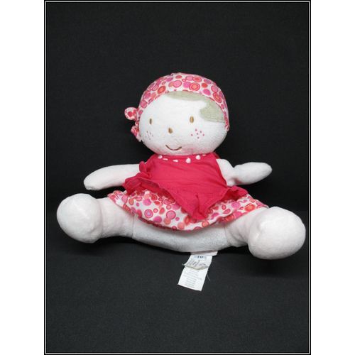  Doudou Poupée Fille Robe Rose À Pois Bandanas Marese - Assise