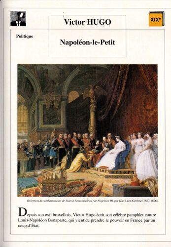 Fiche Lecture / Litterature Victor Hugo Napoléon-Le-Petit