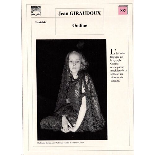 Fiche Lecture / Litterature Jean Giraudoux Ondine