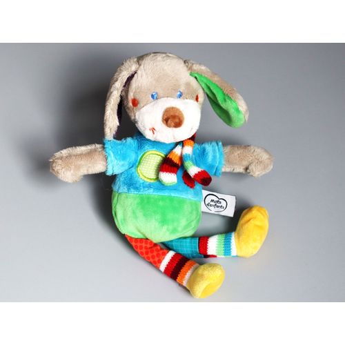 Doudou Chien Gris Vert Bleu Mots D'enfants