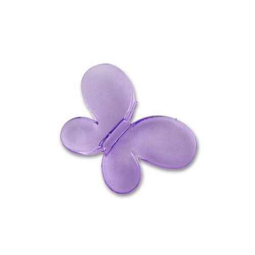 4 Perles Papillon - 20x28 Mm - Trou Central - Mauve Transparent