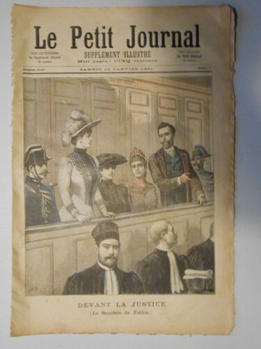 Le Petit Journal Supplément Illustré N° 7 Du 10/01/1891. Devant La Justice. Le Scandale De Toulon. La Promenade Criminelle.