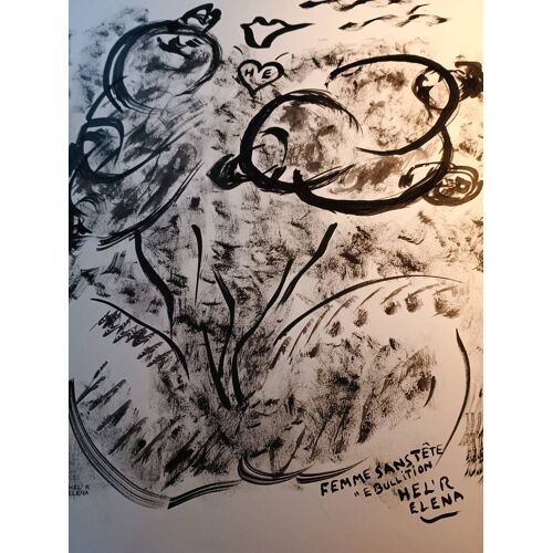 Dessin Encre Par Helr Elena Peintre Dessinatrice Oeuvre Originale. Signée Titre Mon Coeur ?? Série Dispo 35,5x 50 Dispo Tel 0601750135