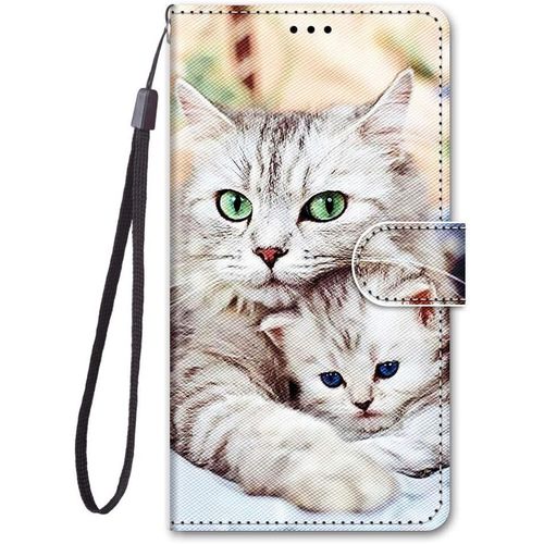 Cuir Coque Pour Huawei P Smart 2019/Honor 10 Lite Antichoc Avec Support Clapet Design Animal Motif Dr?Le Etui Bumper 360 Kickstand Case Cover Housse Fille Femme Homme Portefeuille - Chat