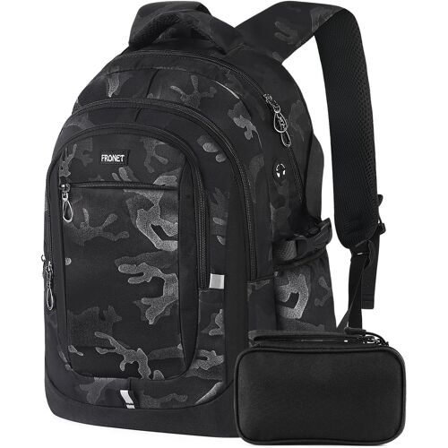 acdsgd-Cartable Garcon Primaire Grande Sac à Dos College Homme, Sacs Scolaire pour Ordinateur PC Portable 16 Pouces, Sets de Sacs pour Voyage Loisir Travail Affaire Fille Enfant 13 14 15 16 10-23 Ans Ado