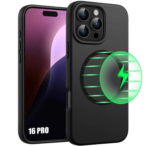 Coque Pour Iphone 16 Pro, Protection Silicone Liquide Avec Cercle Métal Mat Noir - E.F.Connection