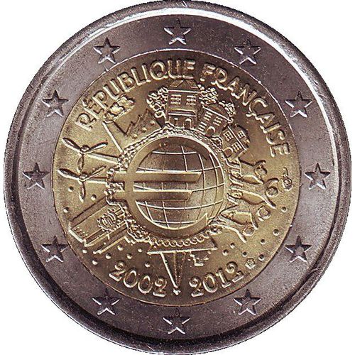 2 Euros France 2012 Commemorative-10 Ans De L'euro