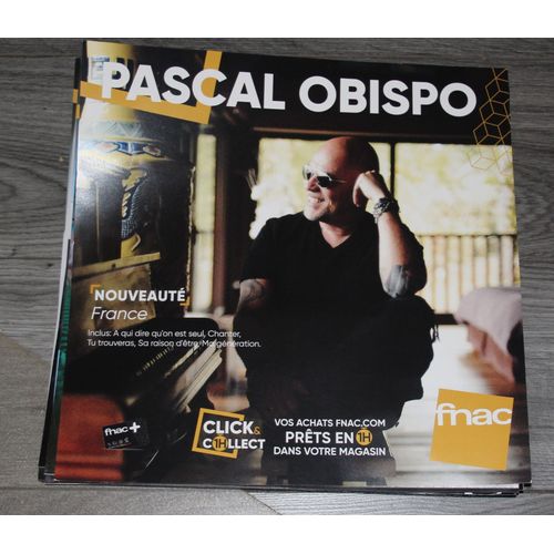 Rare Plv Souple Papier Glacé 30x30cm Pascal Obispo France / Magasins Fnac