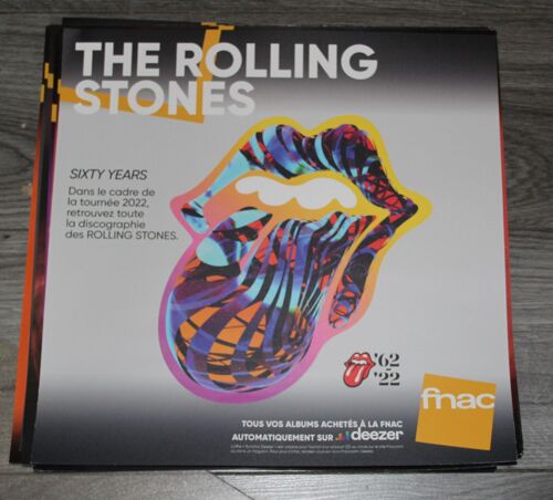 Rare Plv Souple Papier Glacé 30x30cm The Rolling Stones Sixty Years / Magasins Fnac