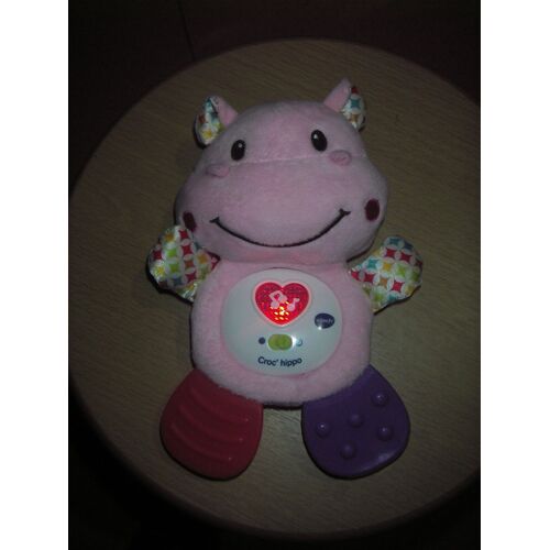 Croc' Hippo Marque Vtech, Jeu D'éveil ,Hochet Musical Qui Soulage La Poussée Dentaire, Coloris Rose, 0/24 Mois, Différentes Textures Pour Stimuler Les Sens, Corps En Peluche...