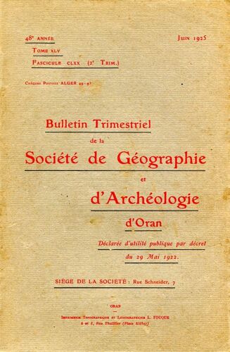 Societe De Geographie Et D'archeologie D'oran  170 