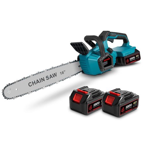 Tronçonneuse à batterie 36V (2x18V) Li-Ion 80cm - Tronçonneuse sans balais Avec 2 batteries lithium 588vf