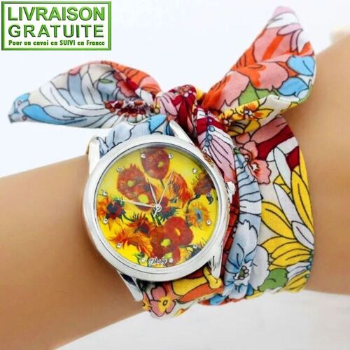 Montre Bracelet Foulard - Tournesols Fleurs