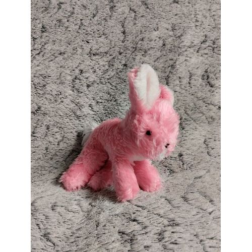 Peluche Lapin Rose Et Blanc Vintage - Nounours - Doudou Lièvre Ancien