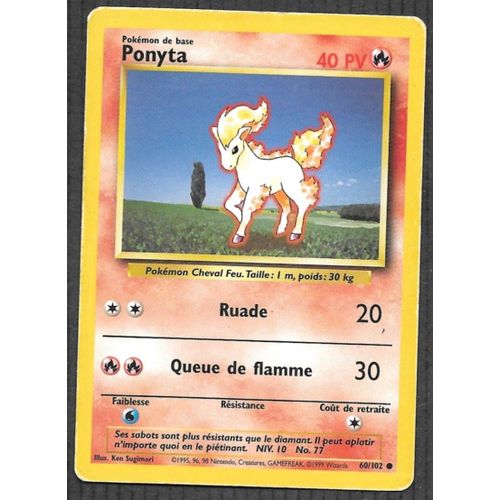 Carte Pokémon Ponyta 60/102 - Set De Base Wizards (Fr)