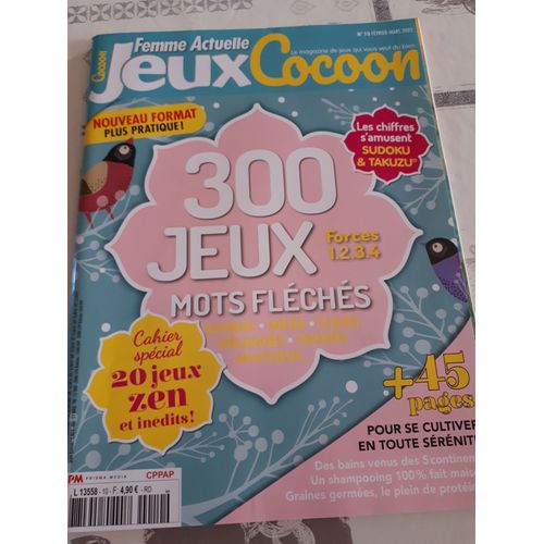 Femme Actuelle Jeux Cocoon. N°10. 300 Jeux. Cahier Spécial 20 Jeux Zen Et Inédits.