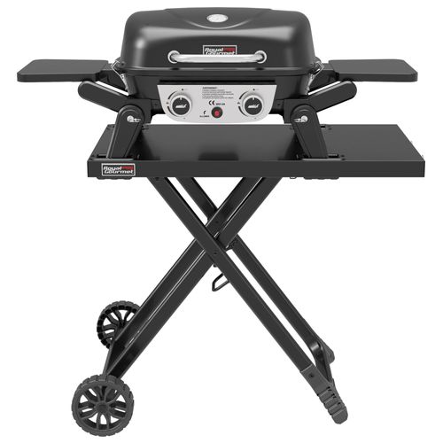 Barbecue Gaz Portable avec Tables Latérales Pliables Royal Gourmet, BBQ Gaz à 2 Brûleurs Dont Chariot Détachable, Puissance 5 kW