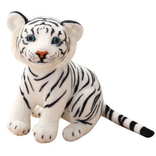 Tigre Poupée En Peluche Jouet Mascotte En Peluche, Creative Poupée En Peluche Animale, Jouets En Peluche De Tigre Doux Pour Bébé Enfants, Idéal Pour La Fête De Noël Nouveau Ans (Blanc 23cm)