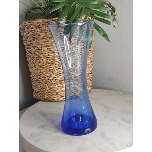 Vase soliflore bleu transparent