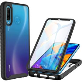 Coque Huawei P30 Lite, Antichoc Housse avec Protection d'¿¿cran, 360¡ã Prot¿¿g¿¿ T¿¿l¿¿phone Etui Double Face Case Transparent Portable Int¿¿grale Coque pour Huawei P30 Lite/New Edition - Noir
