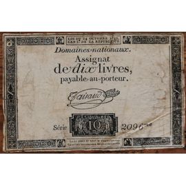 Assignat 10 Livres - 24 Octobre 1792 - Série 2096 - Filigrane Royal