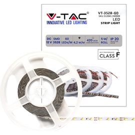 KALSW-Bande Led D'Intérieur Ip20 4,2 W¿5 Mètres De Long¿Smd 3528 Haute Luminosité¿Lumière 4000 K Blanc Naturel¿Bandes Led¿Bande Adhésive Et Couvercle En Silicone¿12 Volts