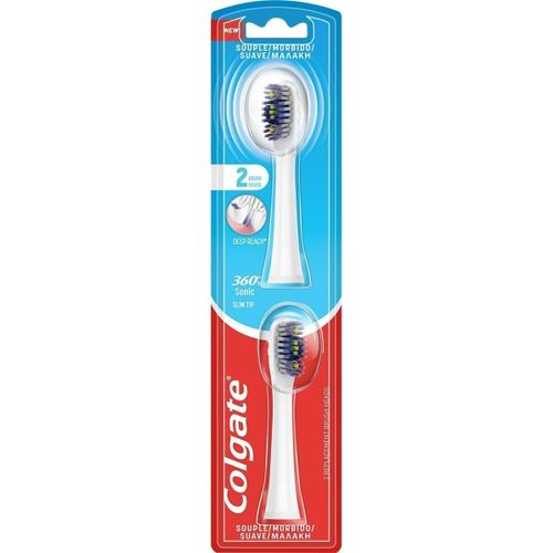 COLGATE - Recharge Tête de Brosse à Dents À Piles 360° Medium - 2 Têtes de Brossage - Nettoyage des dents optimal