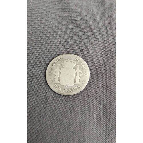 Piece Argent 1 Peseta Alphonse Xiii Toupet Espagne 1901