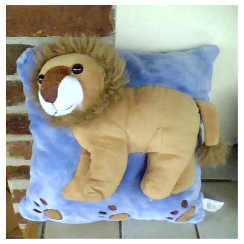 Roi Lion Coussin Peluche En Velours Ras - 26x26cm Environ - Années 90