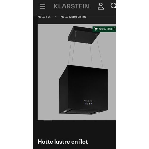 Hotte Lustre en Ilot - Klarstein