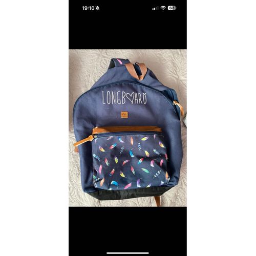 Parfait état sac à dos de cours longboard ados bleu plumes
