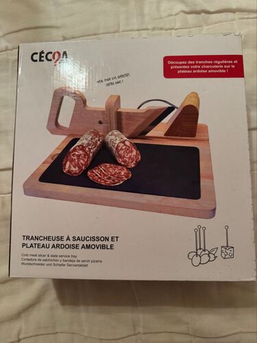 Trancheuse À Saucisson En Bois Avec Plateau Ardoise