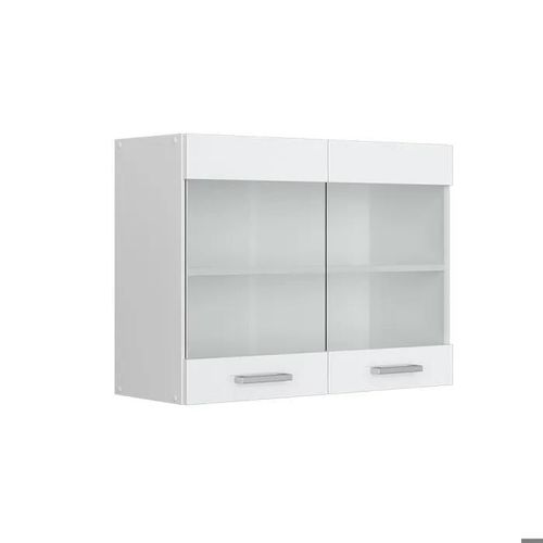 Meuble Haut Porte Vitrée Vicco R-Line Blanc Brillant 80 Cm
