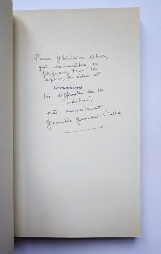 Geneviève Gennari Le Manuscrit Avec Un Envoi Autographe Signé 1989 Editions Du Rocher