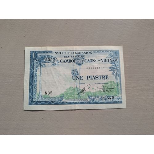 Billet 1 Piastre, Institut D'emission Des Etats Du Cambodge, Du Laos Et Du Vietnam