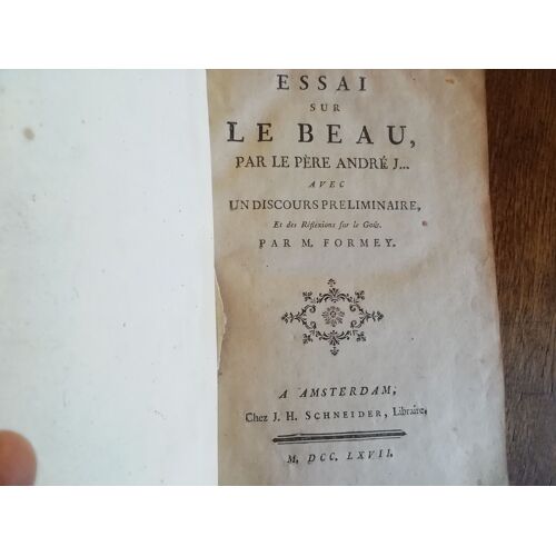 Essai Sur Le Beau, Père André, 1767.