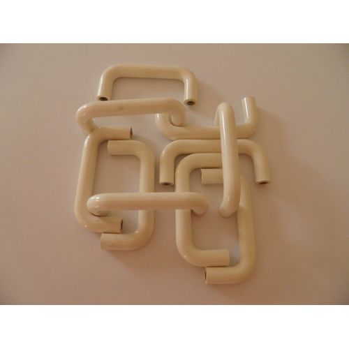 10 Poignées Meuble 75/65x32x10mm PVC Blanc, Insert laiton pour vis fileté 4mm, Hewi, normbau...