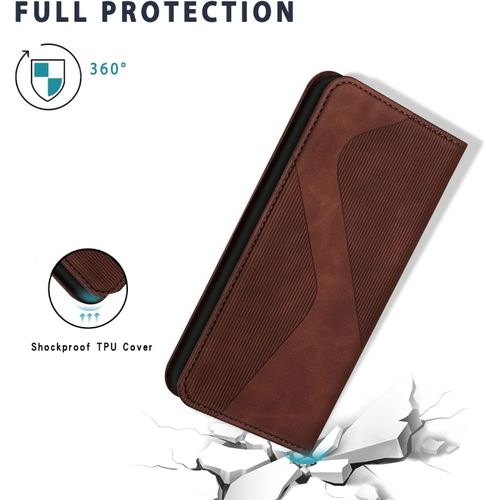 Coque Pour Samsung Galaxy S23, Premium Étui Housse En Cuir De Protection Avec [Emplacements Cartes] [Magnetique], Clapet Folio Portefeuille Pour Samsung S23 (Marron)