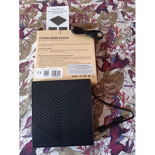 Lecteur graveur CD DVD externe USB 3.0 Type-C Ultra Slim 4 USB Ports and 2 emplacements TF-SD,Laptop Mac,Windows 11-10-8-7 Linux OS