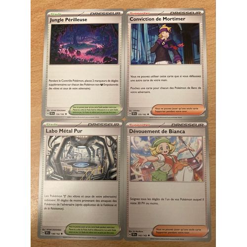 (3267) Jungle Périlleuse + Conviction De Mortimer + Labo Métal Pur + Dévouement De Bianca (Pokemon) 