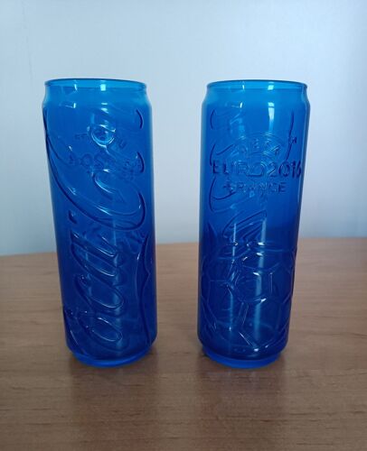 2 Verres Bleu Uefa Euro 2016 France. Mc Do. Mc Donald's. 16 Cm