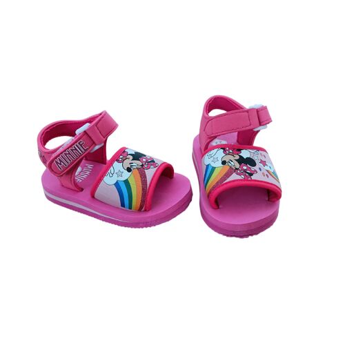 Sandales. Nu Pieds. Chaussures De Plage Minnie A Scratch. Velcro. Disney. Pointure 22