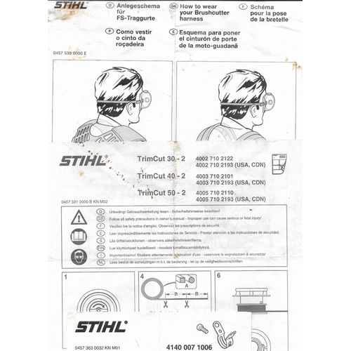 Notices débroussailleuse STIHL- Pose de la bretelle- Montage TrimCut