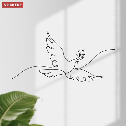 Sticker Colombe Line Art S (Largeur 60cm, Hauteur 29cm)