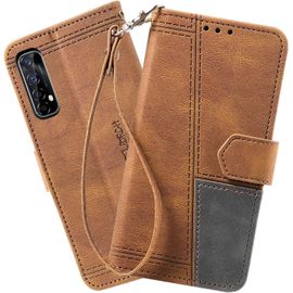 Coque Compatible Avec Oppo Realme 7 / Oppo Realme Narzo 20 Pro, Portefeuille Housse En Cuir Pu Pour Realme 7 / Realme Narzo 20 Pro, Magnetique Antichoc Flip Coque, Brun