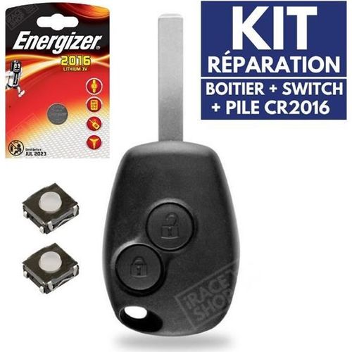Coque Clé Plip Télécommande Pour Renault Clio 3 Modus Twingo Master Kangoo + Switch + Pile Cr2016 Energizer