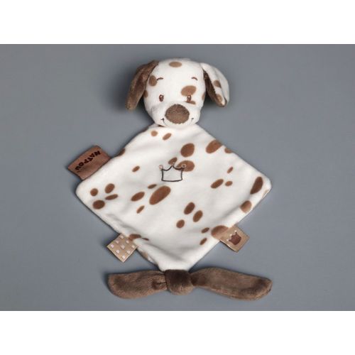 Doudou Chien Plat Blanc Beige Marron Nattou