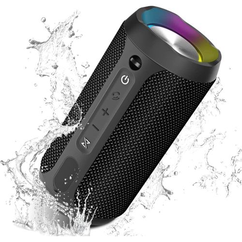Enceinte Bluetooth Portative IPX67 - 20W - Imperméable avec Party Lights - Autonomie 20h - Noir