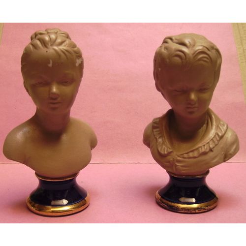 Figurine / Statuettes Biscuit - Bustes des enfants Alexandre et Louise Brongniart - N - teinté beige